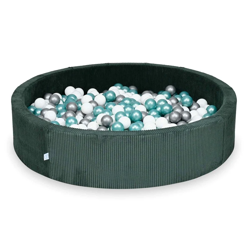 Piscine à balles en velours côtelé Vert 130x30 cm avec 600 balles