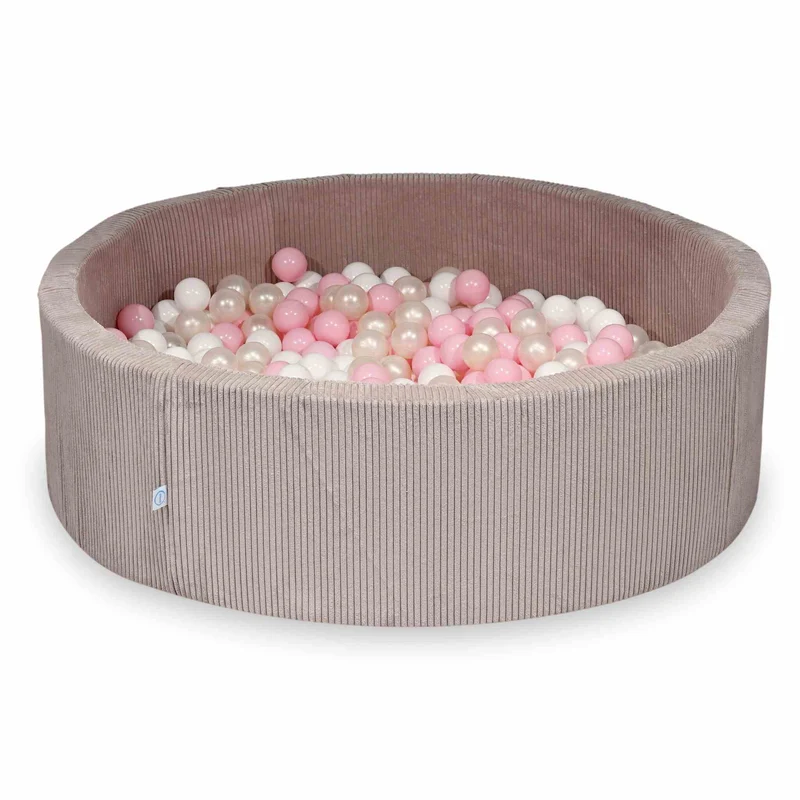 Piscine à balles en velours côtelé côtelé rose clair 130x40 cm avec 700 balles