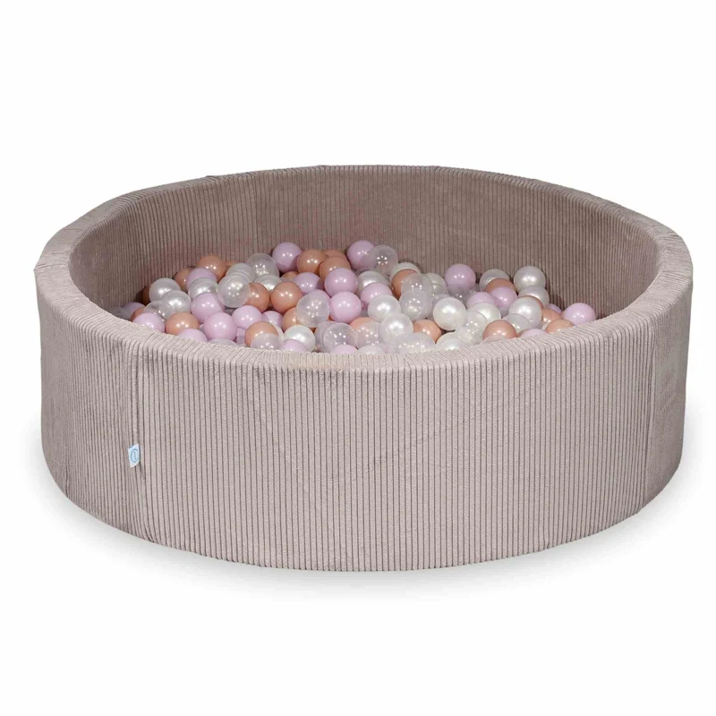 Piscine à balles en velours côtelé côtelé rose clair 130x40 cm avec 700 balles