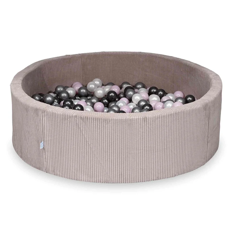 Piscine à balles en velours côtelé côtelé rose clair 130x40 cm avec 700 balles