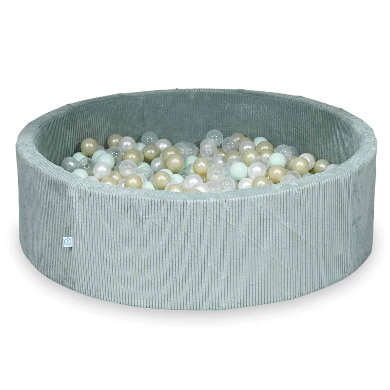 Piscine à balles en velours côtelé menthe claire 130x40 cm avec 700 balles