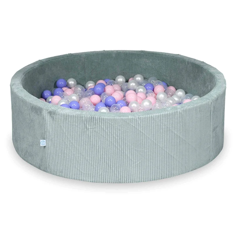 Piscine à balles en velours côtelé menthe claire 130x40 cm avec 700 balles