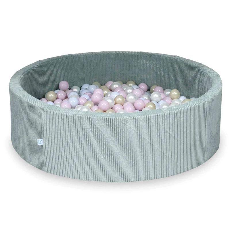 Piscine à balles en velours côtelé menthe claire 130x40 cm avec 700 balles