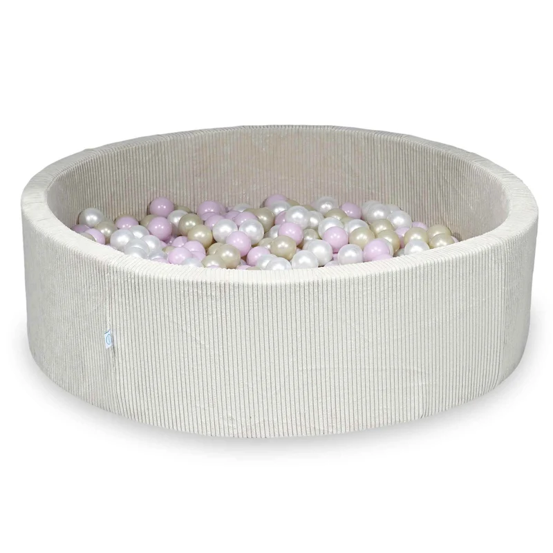 Piscine à balles en velours côtelé beige 130x40 cm avec 700 balles