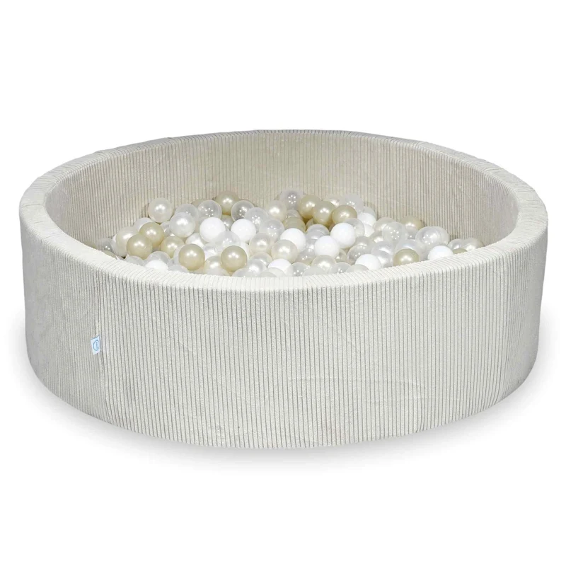 Piscine à balles en velours côtelé beige 130x40 cm avec 700 balles