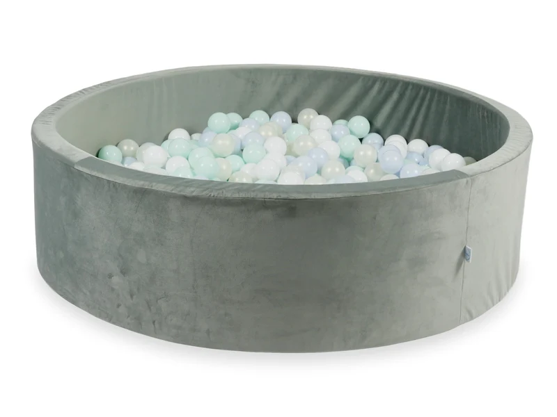 Piscine à balles en velours velvet gris 130x40 cm avec 700 balles