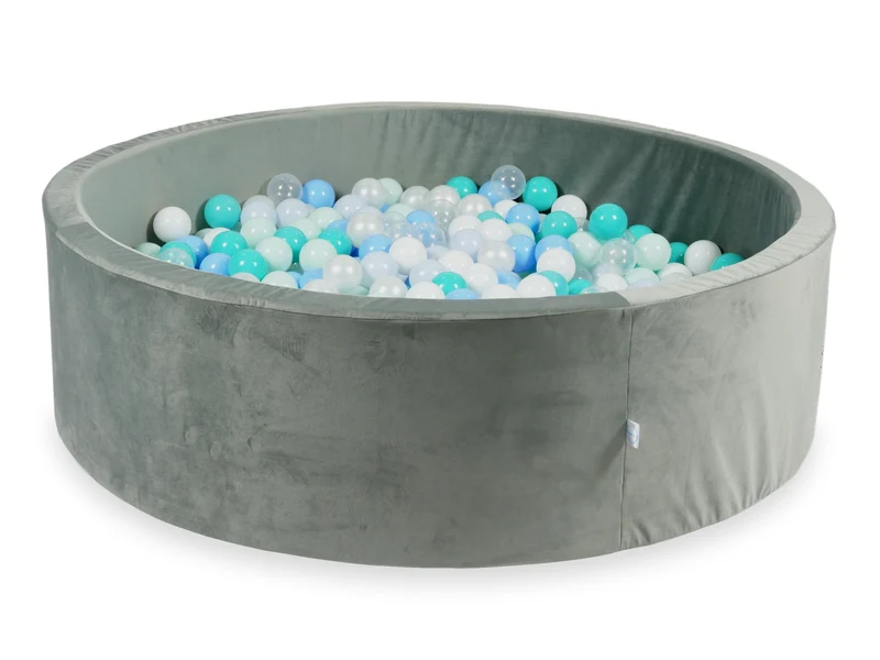 Piscine à balles en velours velvet gris 130x40 cm avec 700 balles