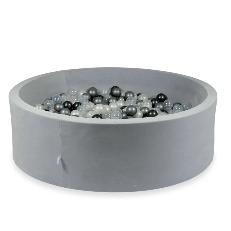 Piscine à balles en velours velvet soft gris clair 130x40 cm avec 700 balles