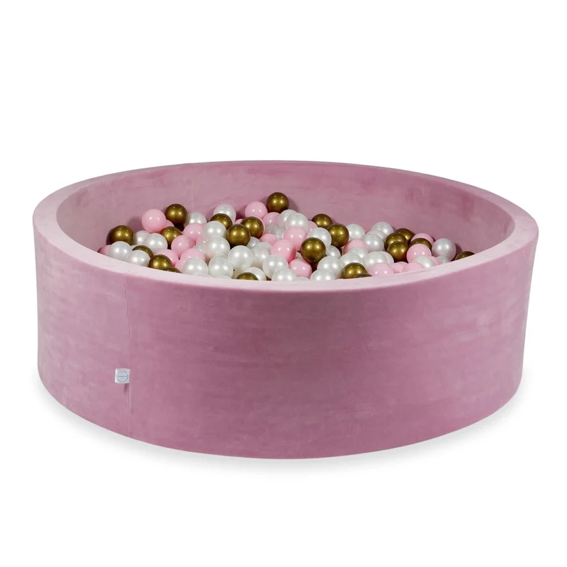 Piscine à balles en velours velvet soft rose 130x40 cm avec 700 balles