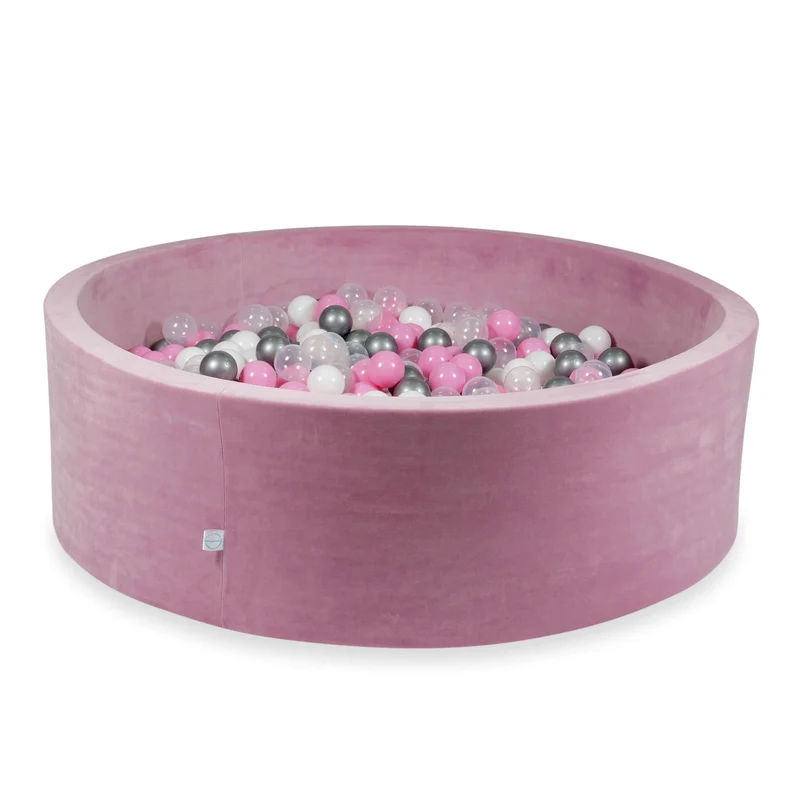 Piscine à balles en velours velvet soft rose 130x40 cm avec 700 balles