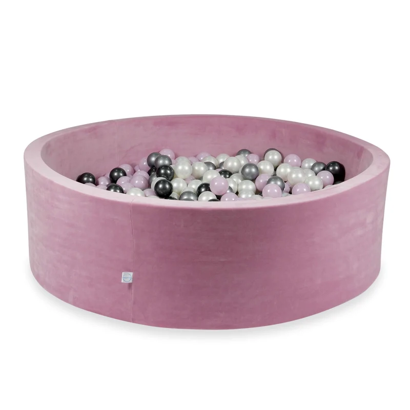 Piscine à balles en velours velvet soft rose 130x40 cm avec 700 balles