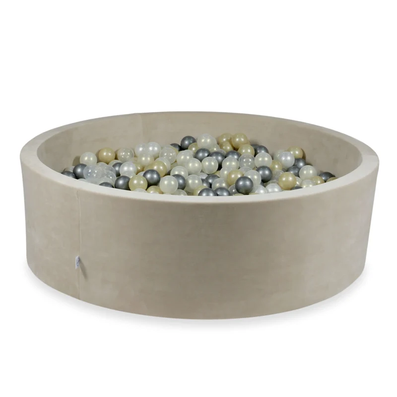 Piscine à balles en velvet soft beige 130x40 cm avec 700 balles