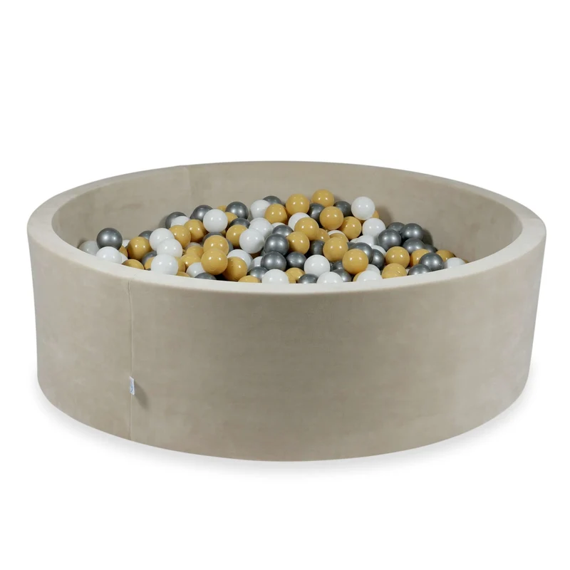 Piscine à balles en velvet soft beige 130x40 cm avec 700 balles