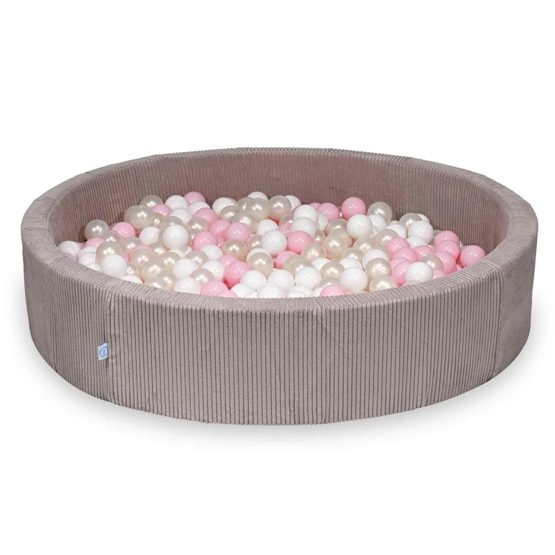 Piscine à balles en velours côtelé côtelé rose clair 130x30 cm avec 600 balles