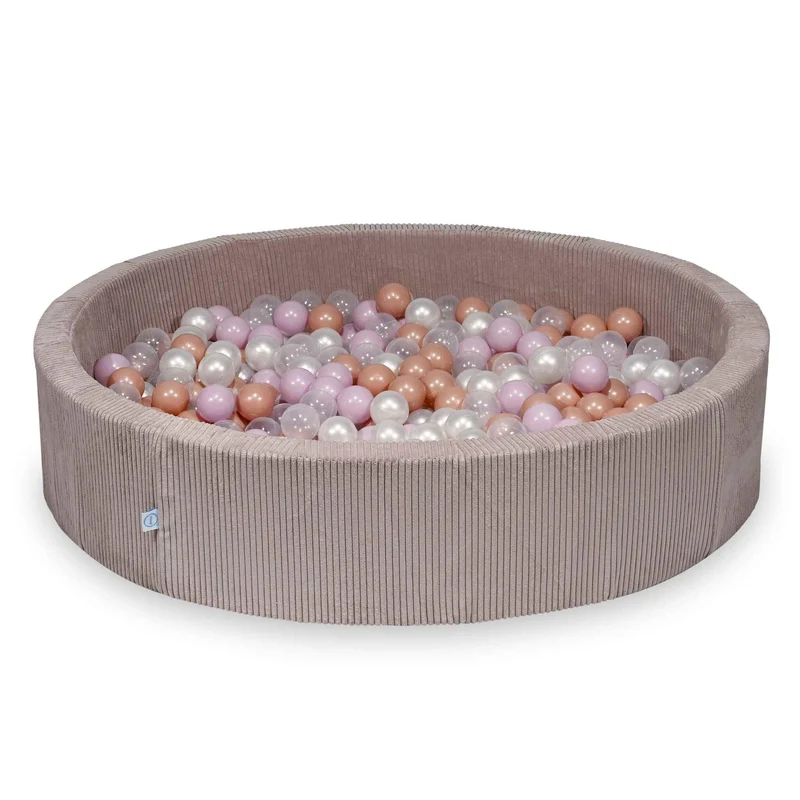 Piscine à balles en velours côtelé côtelé rose clair 130x30 cm avec 600 balles