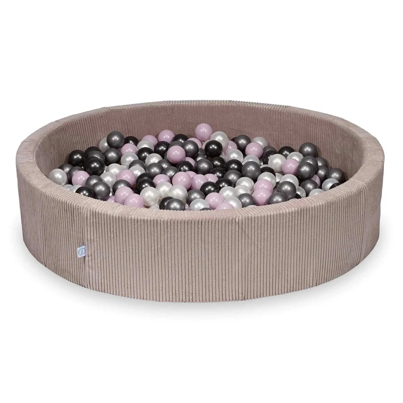 Piscine à balles en velours côtelé côtelé rose clair 130x30 cm avec 600 balles