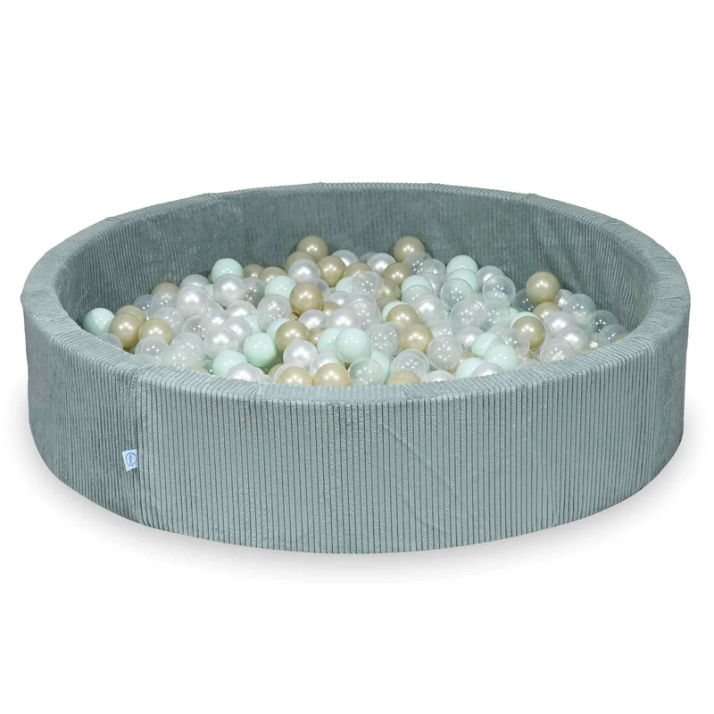 Piscine à balles en velours côtelé menthe claire 130x30 cm avec 600 balles