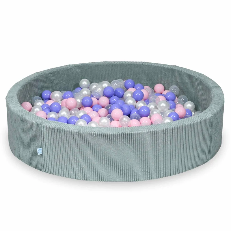 Piscine à balles en velours côtelé menthe claire 130x30 cm avec 600 balles