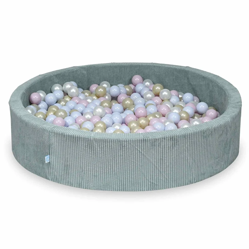 Piscine à balles en velours côtelé menthe claire 130x30 cm avec 600 balles