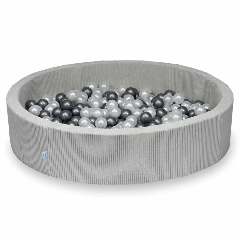 Piscine à balles en velours côtelé Gris 130x30 cm avec 600 balles