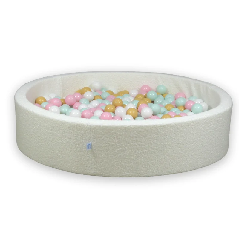 Piscine à balles en velours Boucle Blanc 130x30 cm avec 600 balles