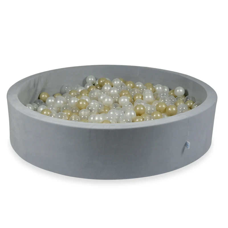 Piscine à balles en velours velvet soft gris clair 130x30 cm avec 600 balles