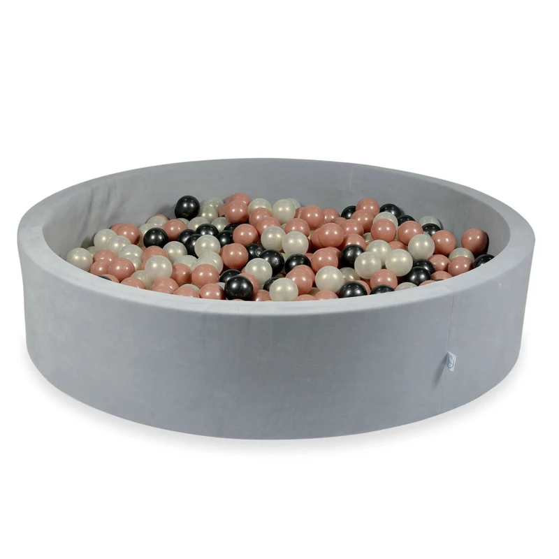 Piscine à balles en velours velvet soft gris clair 130x30 cm avec 600 balles