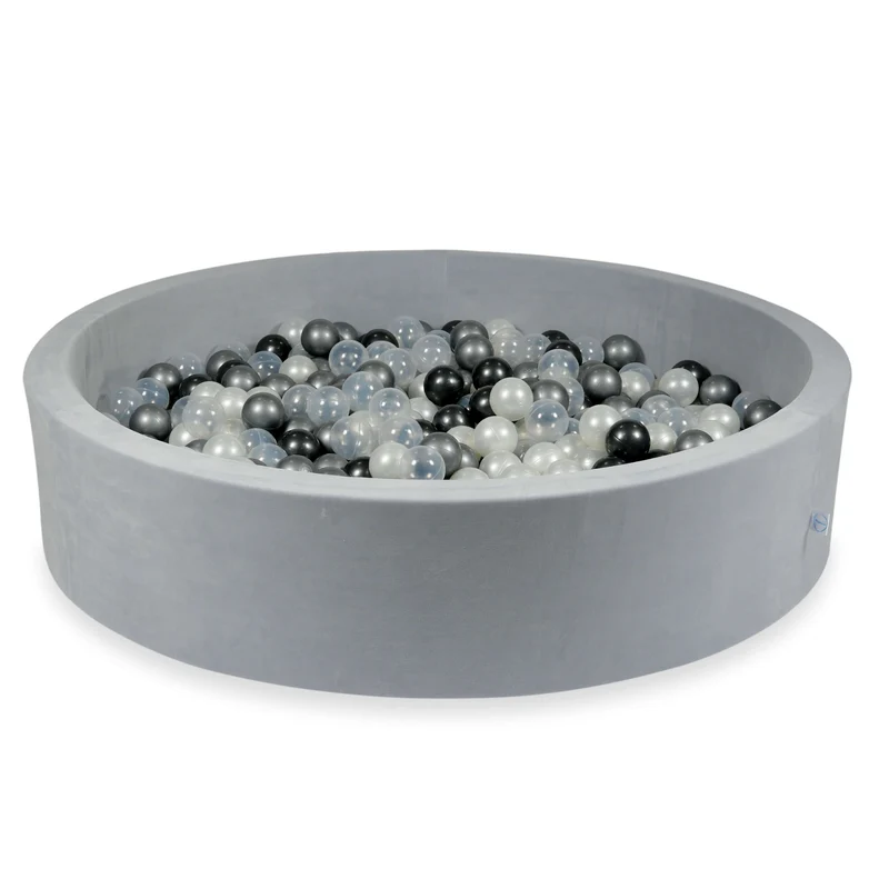 Piscine à balles en velours velvet soft gris clair 130x30 cm avec 600 balles