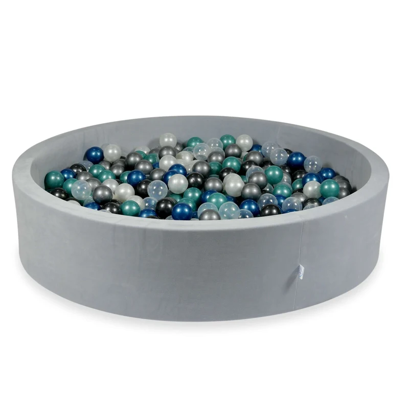 Piscine à balles en velours velvet soft gris clair 130x30 cm avec 600 balles