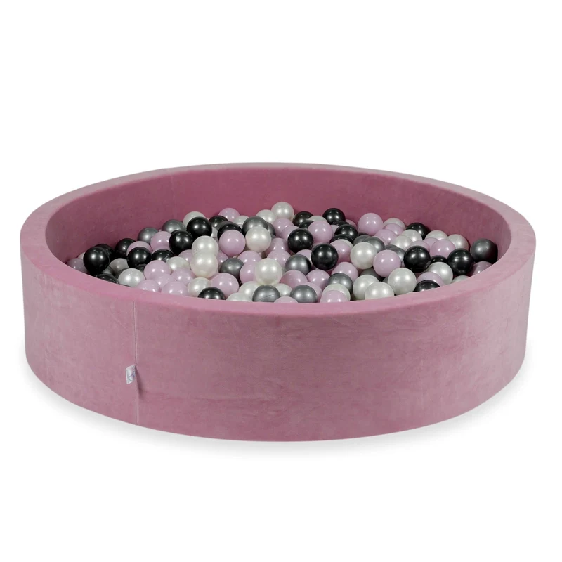 Piscine à balles en velours velvet soft rose 130x30 cm avec 600 balles