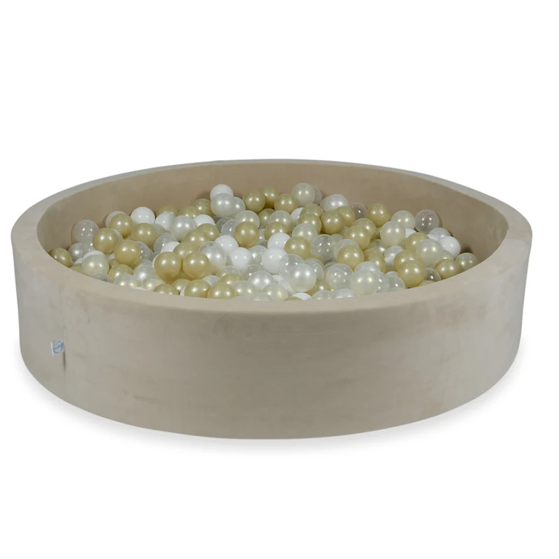 Piscine à balles en velvet soft beige 130x30 cm avec 600 balles