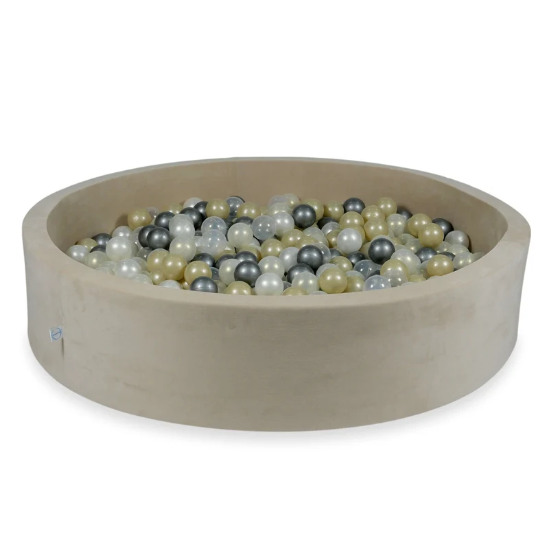 Piscine à balles en velvet soft beige 130x30 cm avec 600 balles