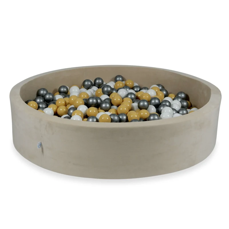 Piscine à balles en velvet soft beige 130x30 cm avec 600 balles