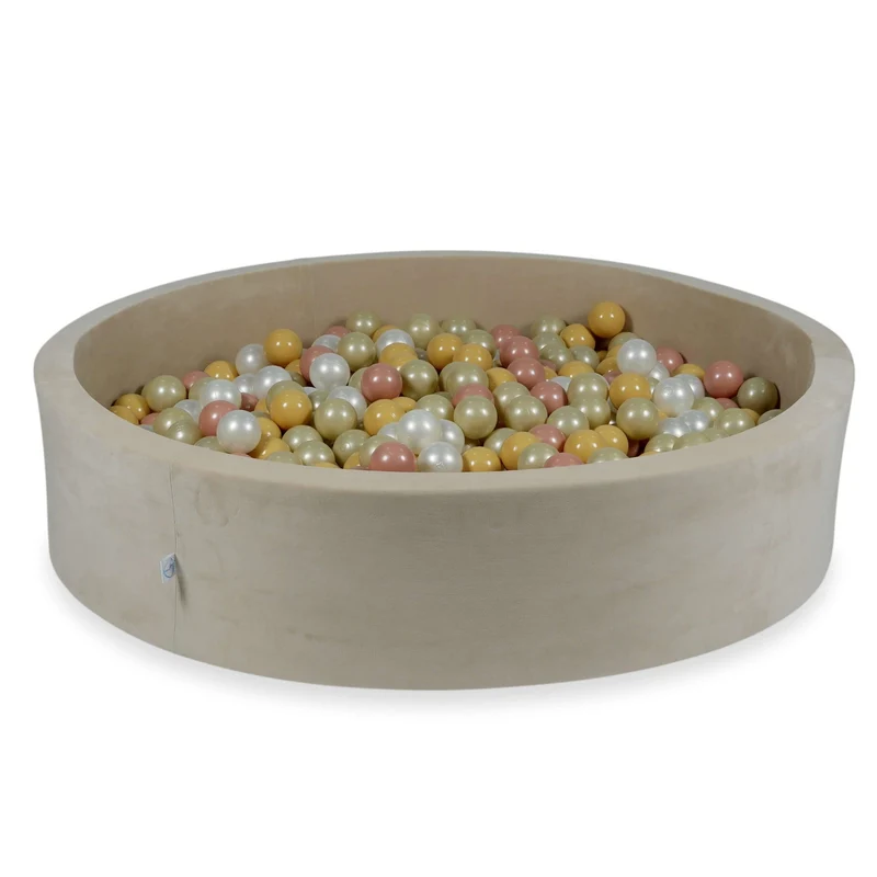 Piscine à balles en velvet soft beige 130x30 cm avec 600 balles
