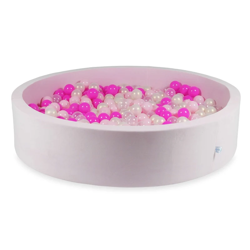 Piscine à balles en velvet soft light pink 130x30 cm avec 600 balles