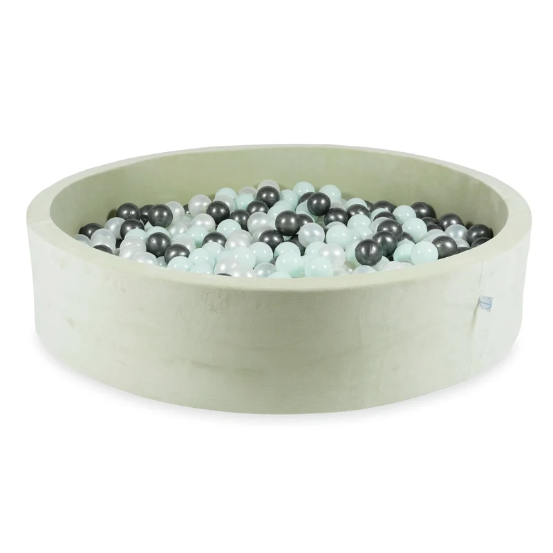 Piscine à balles en velvet soft pistachio 130x30 cm avec 600 balles