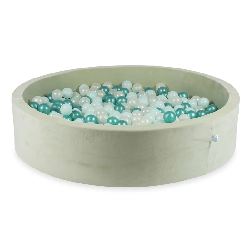 Piscine à balles en velvet soft pistachio 130x30 cm avec 600 balles
