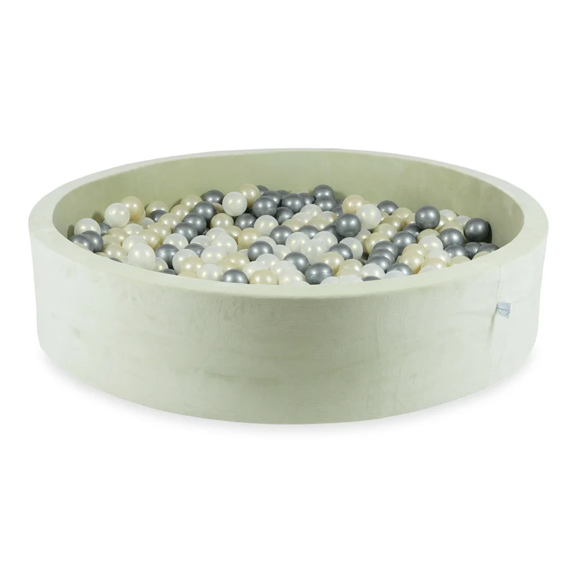 Piscine à balles en velvet soft pistachio 130x30 cm avec 600 balles