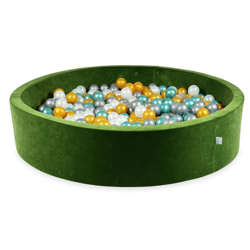 Piscine à balles en velvet soft olive 130x30 cm avec 600 balles