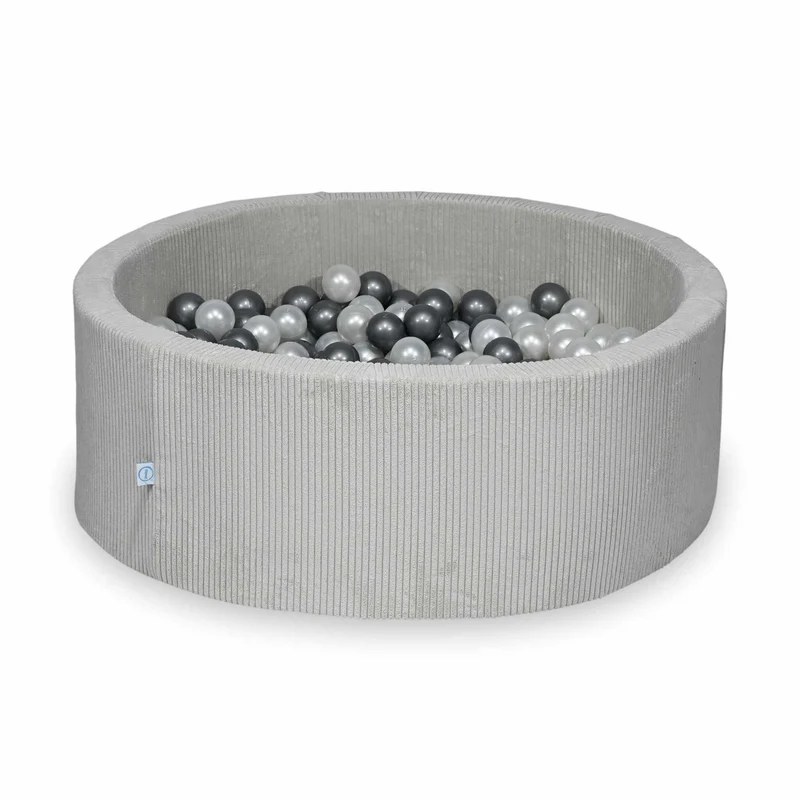 Piscine à balles en velours côtelé Gris 110x40 cm avec 500balles