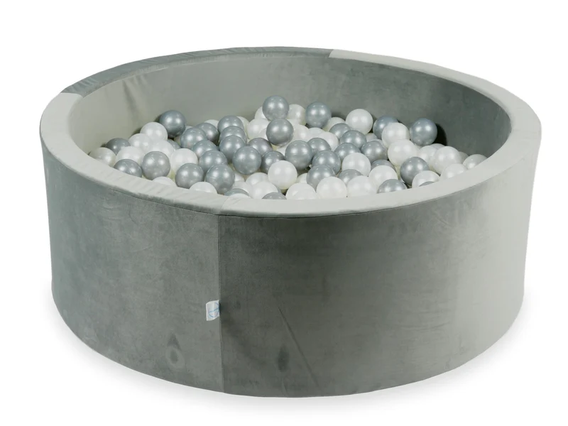Piscine à balles en velours velvet gris 110x40 cm avec 500balles