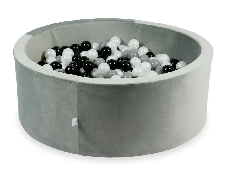 Piscine à balles en velours velvet gris 110x40 cm avec 500balles