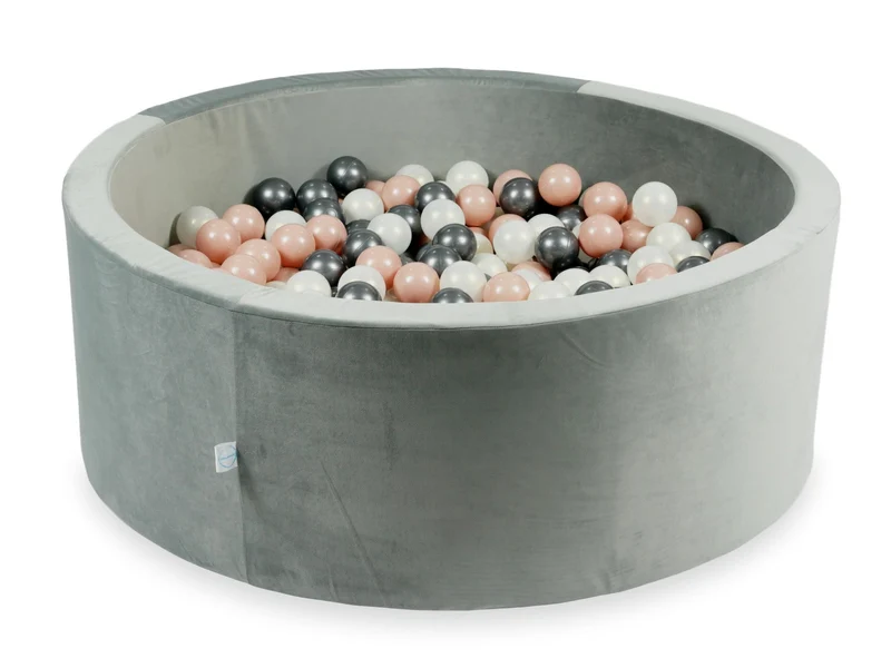 Piscine à balles en velours velvet gris 110x40 cm avec 500balles