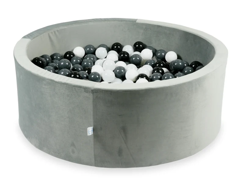 Piscine à balles en velours velvet gris 110x40 cm avec 500balles