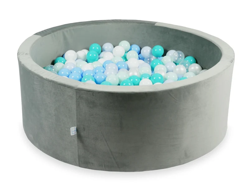 Piscine à balles en velours velvet gris 110x40 cm avec 500balles