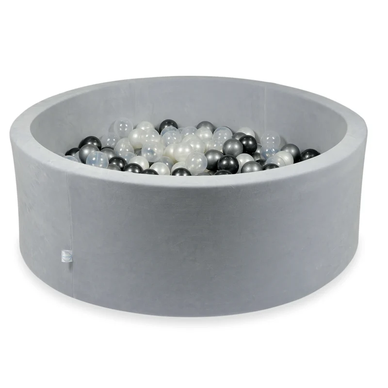 Piscine à balles en velours velvet soft gris clair 110x40 cm avec 500balles