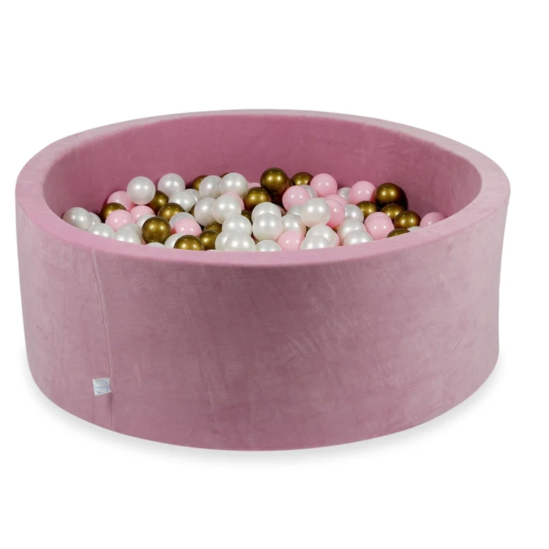 Piscine à balles en velours velvet soft rose 110x40 cm avec 500balles