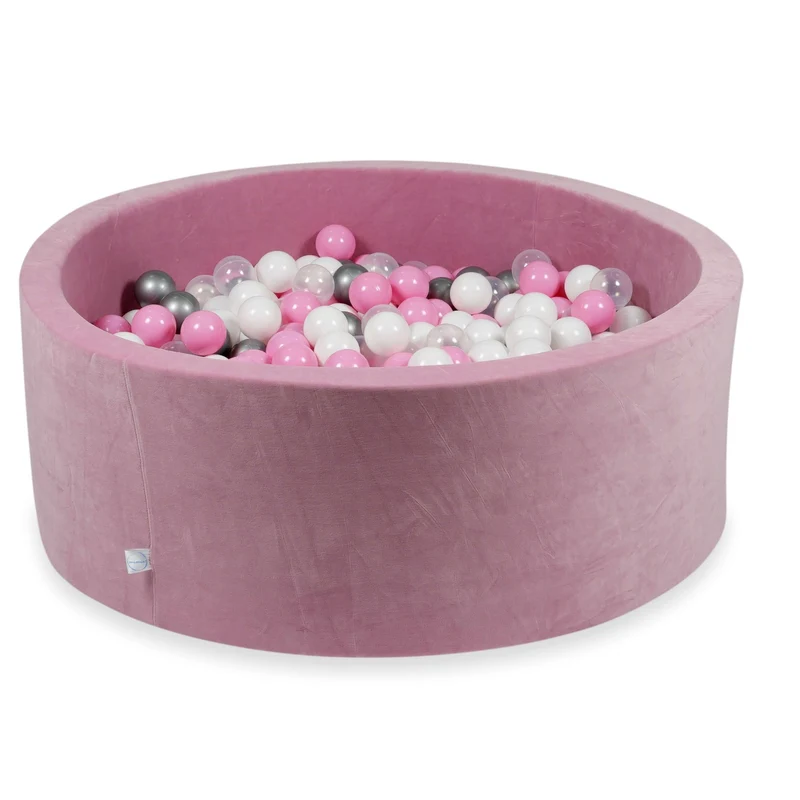 Piscine à balles en velours velvet soft rose 110x40 cm avec 500balles
