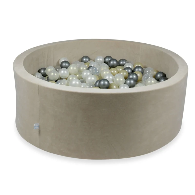 Piscine à balles en velvet soft beige 110x40 cm avec 500balles