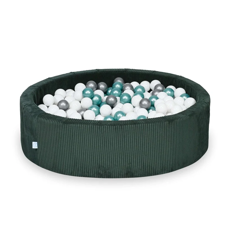 Piscine à balles en velours côtelé Vert 110x30 cm avec 400 balles